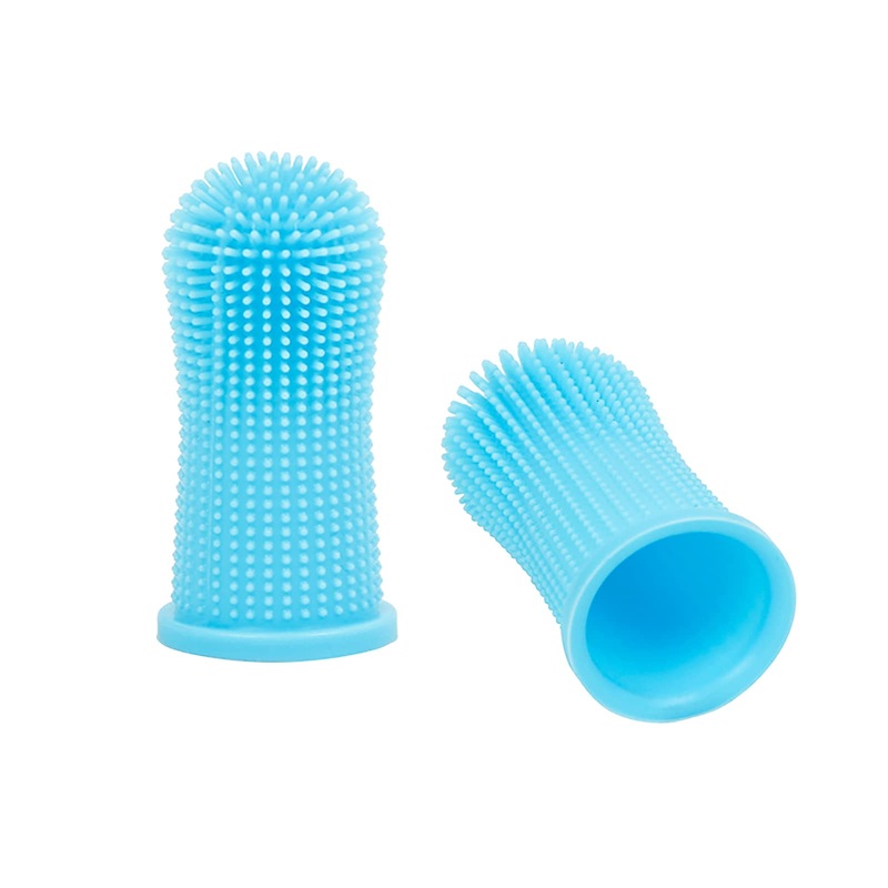 FENGYING Dog Toothbrush, Dog Toothbrush for Small Dogs, Dog Toothbrush, Finger Toothbrush Dog, Dog Toothbrush Fingerling, Dog Teeth Cleaning, Fingerling Dog Dental Care, Silicone, 360, Pack of 2 (Blue)