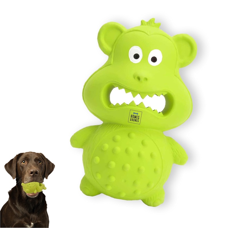 Homes&Bones Karlchen fillable dog toy made of natural rubber for dog activity as a food ball, throwing toy and intelligence toy for medium to large dogs, green