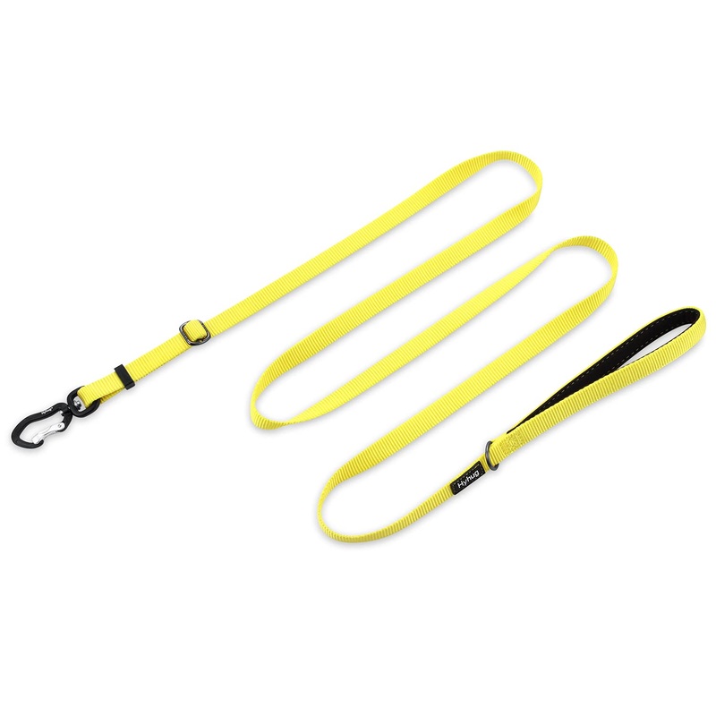 Hyhug Pets Dog Lead with Strong Nylon and Super Soft Neoprene Lining, Adjustable between 1.2m and 1.8m, Yellow Small Bright Yellow