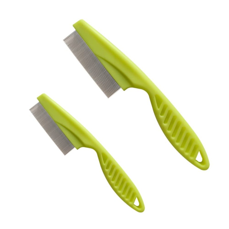 JBSTK 2 pieces pink comb rubber handle dog hair comb, flea comb for removing fleas, pet comb removing fleas, dust, dandruff and mud for dogs, cats and rabbits, green