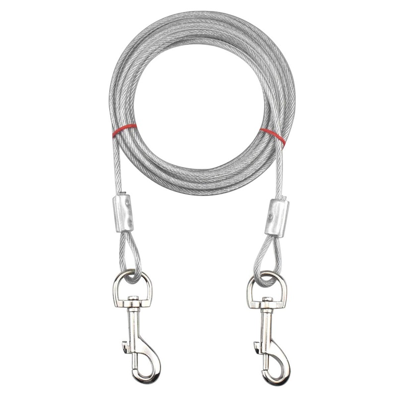 Jinlaili 16.4ft (5M) Tie Out Cables for Dogs, Tie-Out Leashes for Dogs, Pet Tie Out Cables up to 176lbs, for Small Medium or Large Dogs (White)