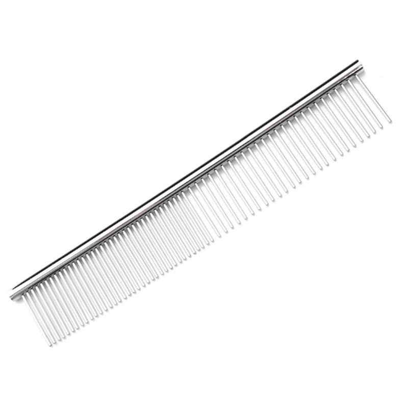 JOCXZI 1 piece stainless steel dog salon combs, pet grooming comb, rounded teeth, dog comb for large, medium and small dogs and cats with tangled short/long hair