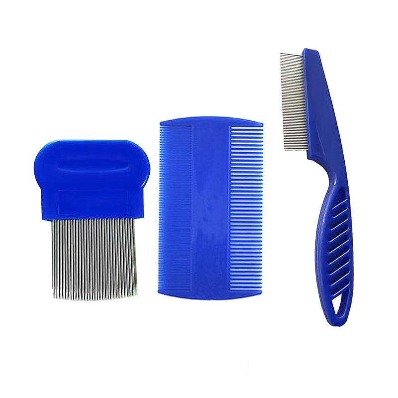 Lice comb, 3 pieces flea comb, lice comb, metal teeth lice comb, plastic double-sided nit comb