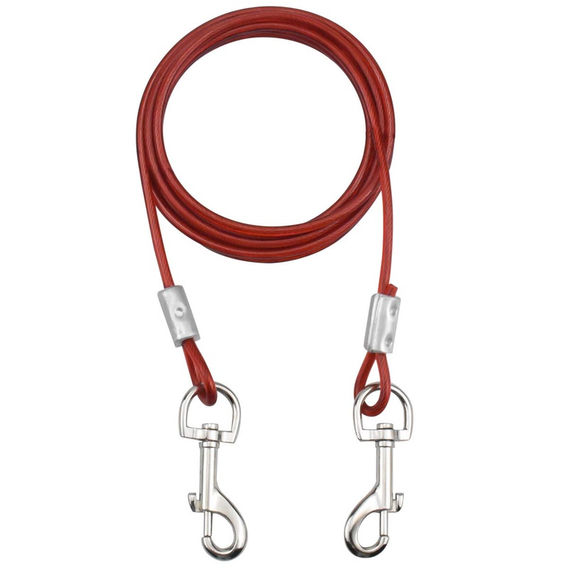 NATUCE 10ft (3 meters) Tie Out Cables for Dogs, Tie-Out Leashes for Dogs, Pet Tie Out Cables up to 176lbs, for Small Medium or Large Dogs (Red) Red 3 meters