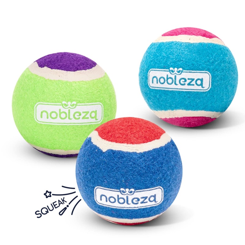 Nobleza Indestructible Dog Ball, Dog Toy, Pack of 3 Squeaky Dog Balls Made of Natural Rubber, Dog Toy for Small and Medium Dogs, Highly Elastic Dog Ball 6.4 cm/3 Pack