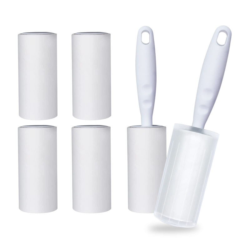 Oiamker lint roller 6 rolls with 2 dispensers 1 dust cover, extra sticky lint roller, lint roller animal hair, suitable for clothing, hair, cat hair, dog hair, 60 sheets/rolls
