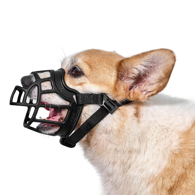 OneTigris muzzle, soft muzzle for dogs, durable rubber, adjustable webbing, suitable for muzzles of medium and large dogs, preventing barking, biting and chewing (M) M