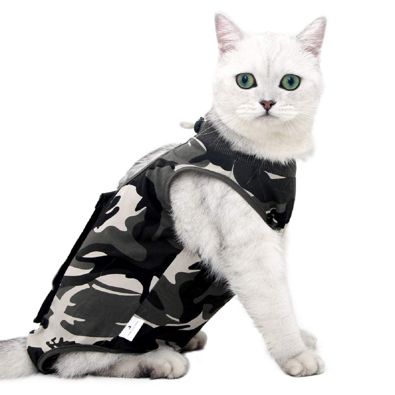 oUUoNNo Cat Wound Surgery Recovery Suit for Abdominal Wounds or Skin Diseases Post Surgery Pajama Suit E-Collar Alternative for Cats