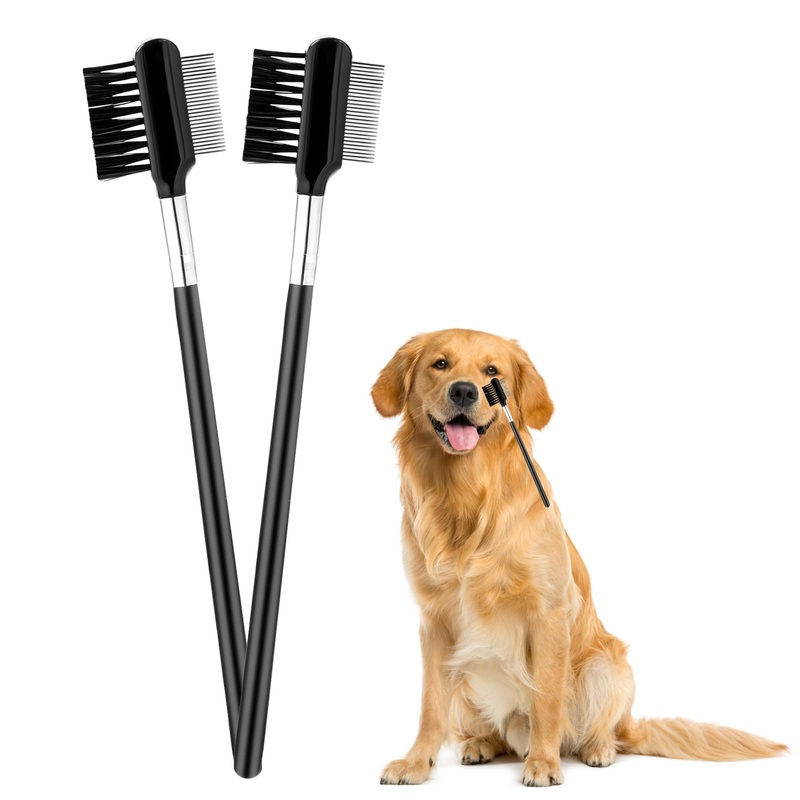 Pack of 2 tear stain removal comb, dog comb for removing tear stains, comb, dog eyes, double-sided comb for removing dog eyes, brush, grooming comb for small pets and cats