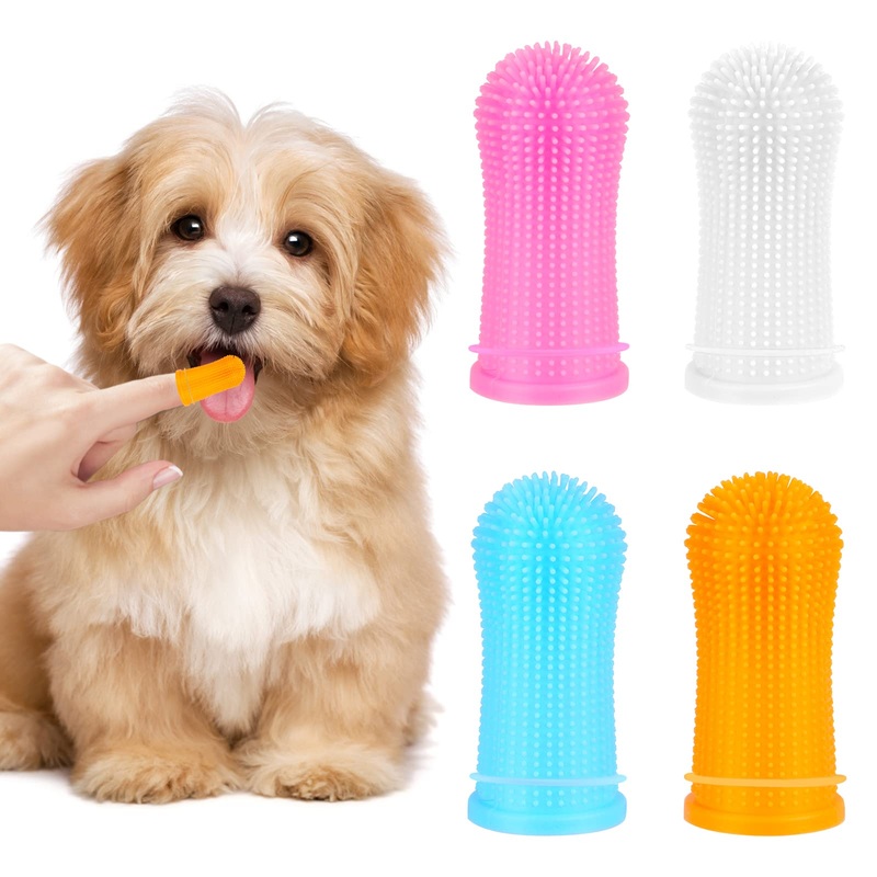 Pack of 4 finger toothbrushes for dogs, finger cots, dog dental care, finger toothbrush, dog toothbrush for small, medium and large dogs