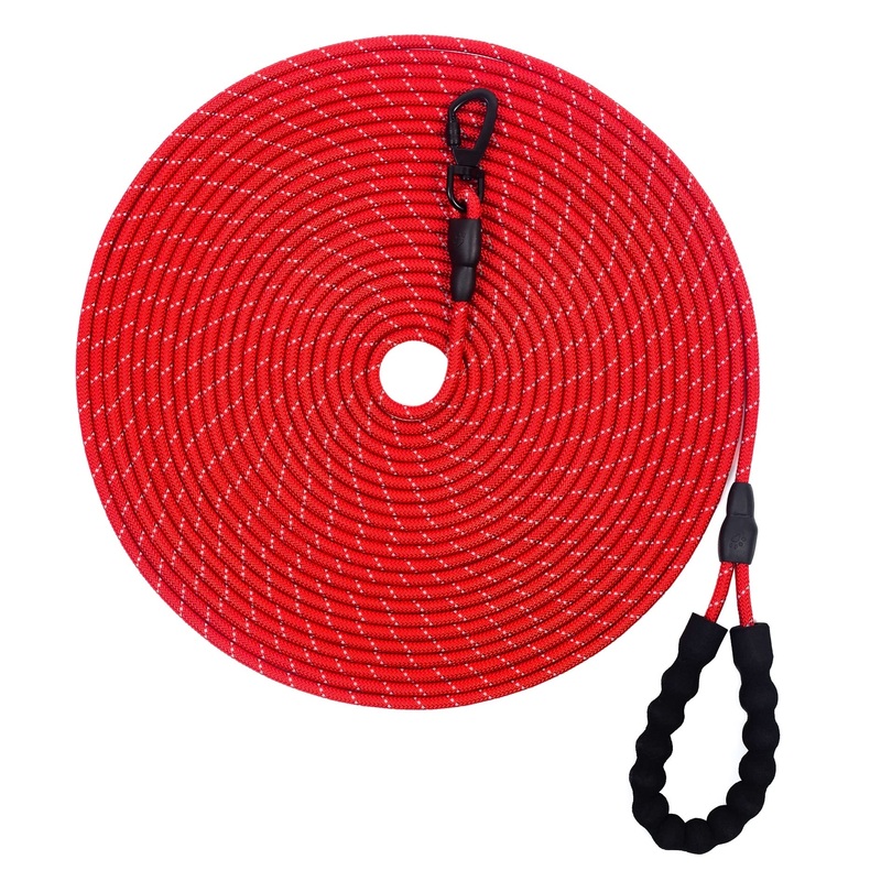 Tow leash training leash for dogs, 3/6/9/12/15M dog training leash, training leash for dog, reflective tow leash with padded handle. 6m red