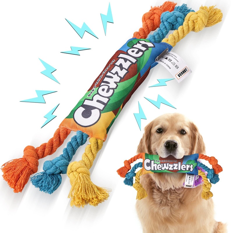 VORHOT Squeaky Dog Toy Made of Polyester, Tug of War Dog Toys with 6 Thick Rope Legs, Dog Chew Toy for Molar Vocalization, Interactive Toy for Large Medium Dogs Puppies, 36cm