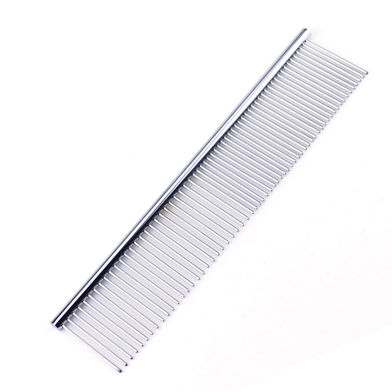 Wasuqo 1pcs2-in-1 Detangling Stainless Steel Dog Comb, Smoothing Design, Pet Steel Comb with Rounded Ends Stainless Steel TeethIdeal for Cats and Dogs and Pet Grooming Combs
