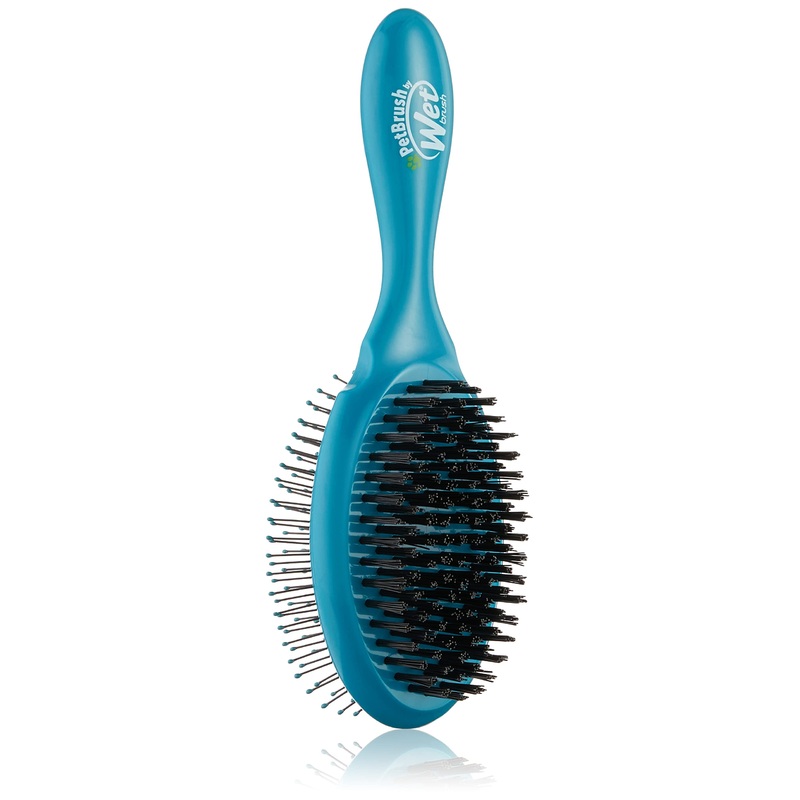 Wet Brush Ultimate Grooming Pet Brush, 2-in-1 Dual Sided Detangling Pet Brush – Ultra Soft IntelliFlex Bristles Remove Loose Hair & Dirt – Pet Grooming Detangler Brush for Dogs, Cats, Rabbit – Teal Blue
