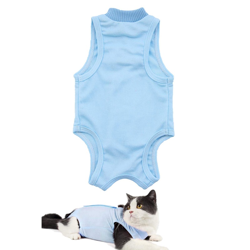 AEITPET Recovery Suit Cat, Pets Protective Clothing Recovery Suit Vest, Prevent Licking After Surgery Wear Weaning and Keep Warm Recovery Cloth Suit for Cats Dogs (M, Blue) M
