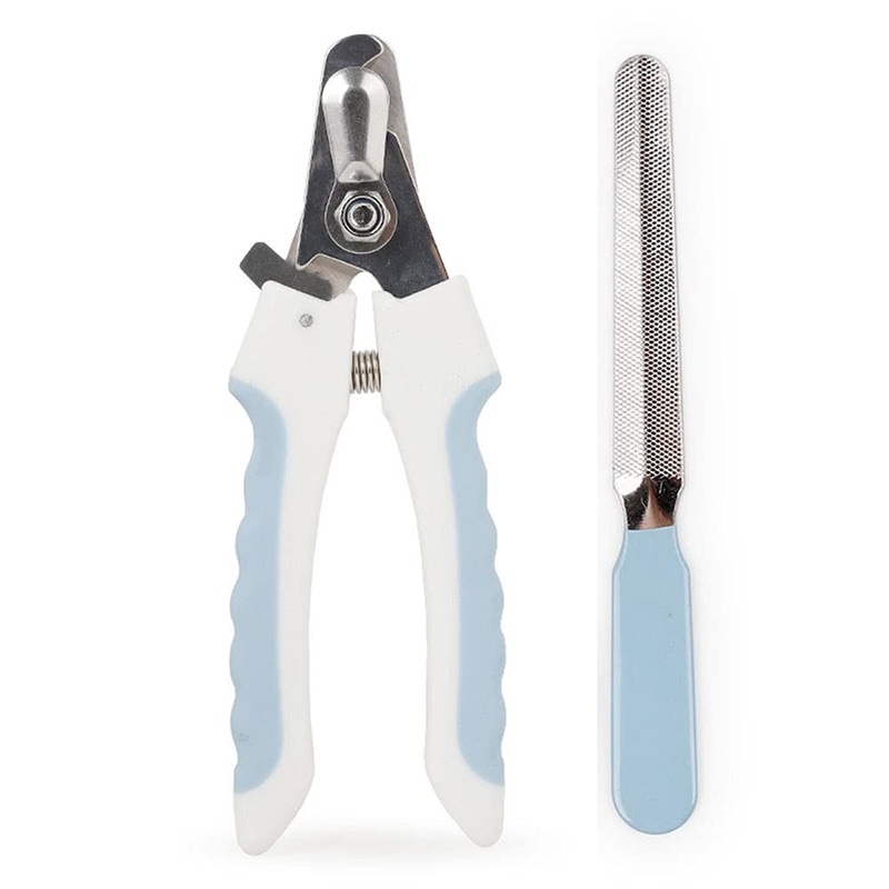 ANSIEDIO Claw Scissors for Dogs and Cats with Nail File – Stainless Steel Nail Scissors Claw Care Cutter for Medium & Small Pets Nail Clippers with Safety Protection (Blue) Blue