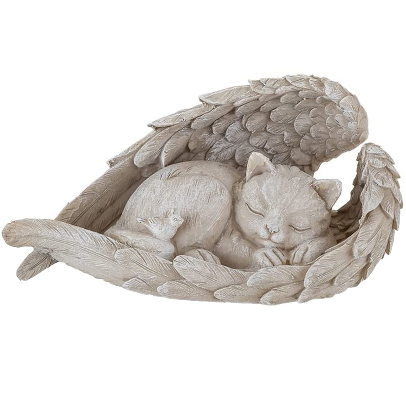 AOTOPYU Cat Dog Angel Pet Memorial Grave Marker Tribute Statue, Decorative Memorial Animal Garden Statue, Polyresin, Memorial Stone, Dog Angel Memorial Statue Reminds Angel Cat
