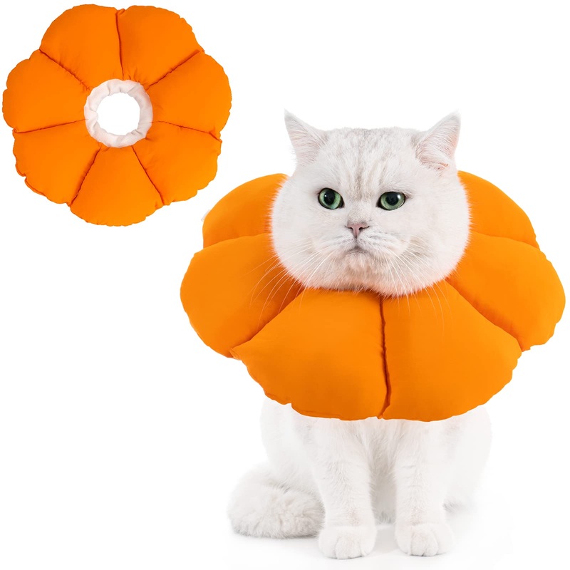 Avont Neck Collar Cat, Adjustable Collar Soft Neck Collar Cat Leak Protection Collar for Small Dogs After Surgery Protective Collar -M|Orange Orange Medium