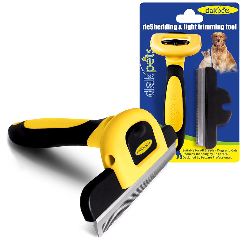 DakPets dog brush undercoat | Professional dog brush or cat undercoat brush | Cats and dog brush long hair | Stainless steel undercoat brush for dogs and cats yellow