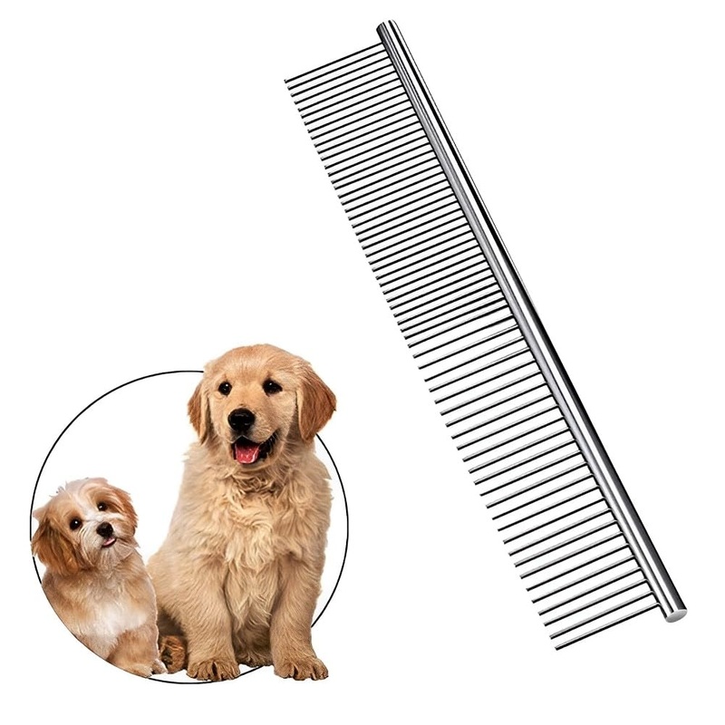 Dog Combs Pet Steel Comb Pet Comb Stainless Steel Pet Grooming Comb for Removing Tangles and Knots, Poodle Grooming Deshedding Tool