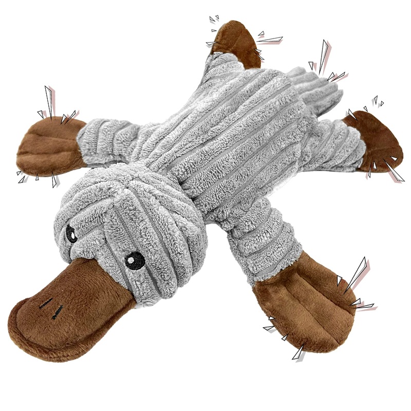Dog toy dog toy, tug of war plush squeaky with crinkle paper and dog rope, robust dog chew toy for puppies, small, medium, large dogs platypus