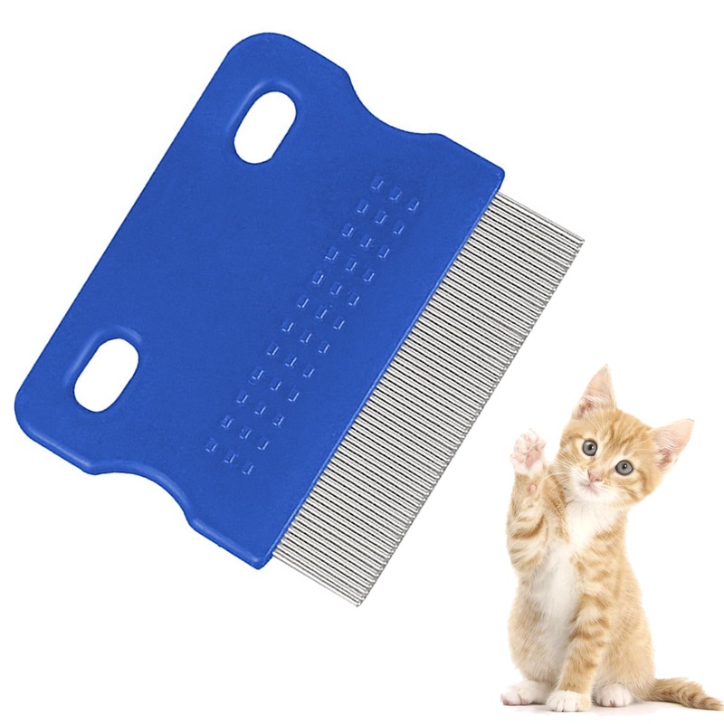 Flea comb for dogs and cats, professional dog combs, pet comb for removing fleas, pet comb, stainless steel lice comb, pet tear stain remover combs, dog cat care comb (blue)