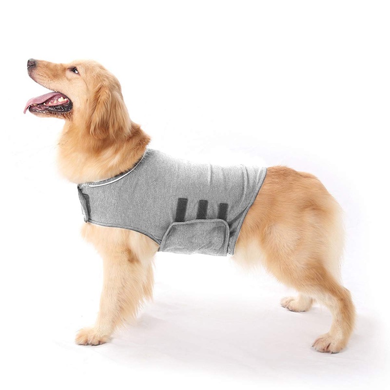 Gojiny Dog Anxiety Jacket Calming Coat Thunder Anxiety Stress Relief Light Gray S