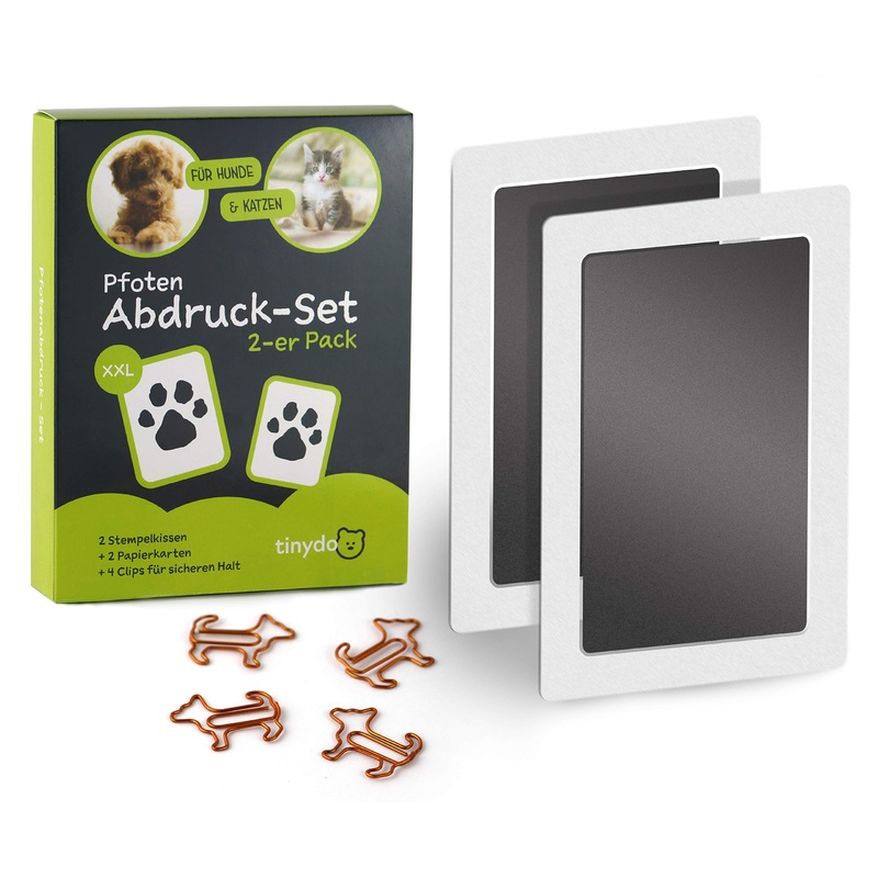 Ink Free Paw Print Set | Pack of 2 | For dogs and cats paws | Gift for pet owners | Ink pad (black) without contact with the color black
