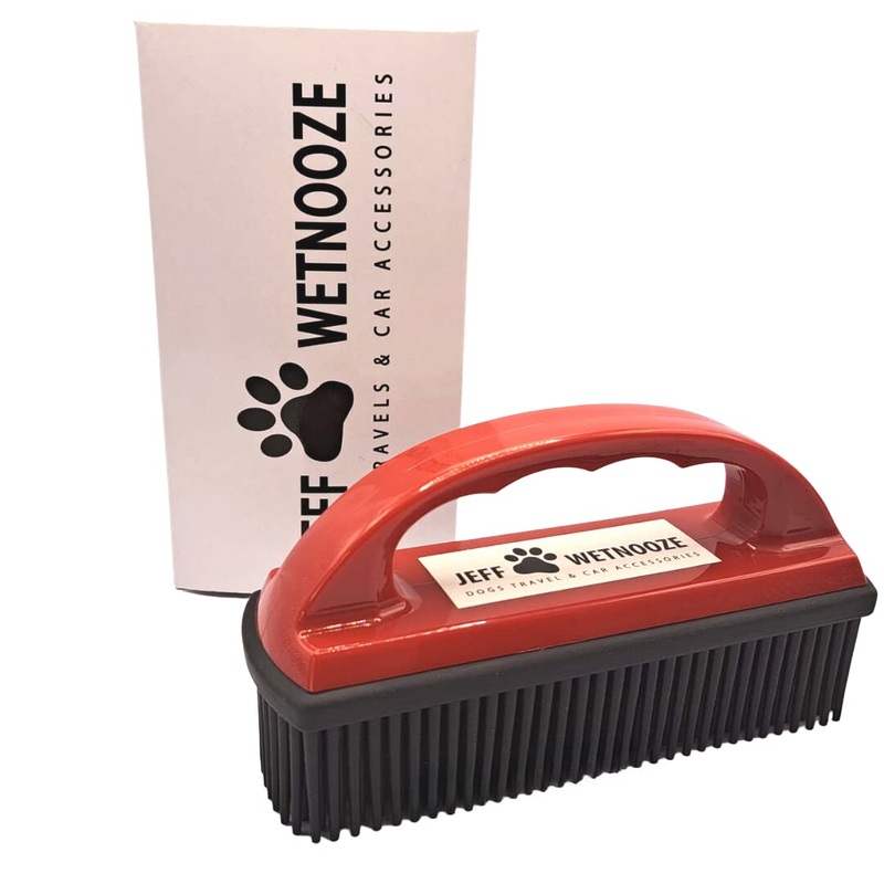 Jeff Wetnooze Silicone Brush Red, Lint Brush and Pet Hair Remover for Upholstery, Car Seats, Carpets and Clothing Plus Grooming (Red)