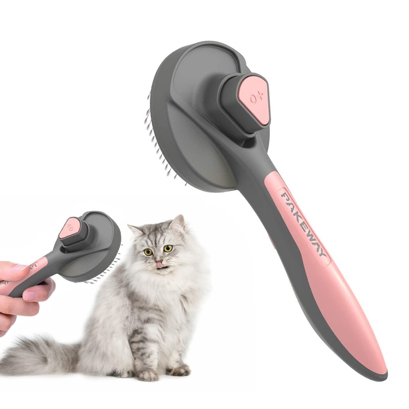 LATTCURE cat brush dog brush self-cleaning slicker brush removes undercoat short to long hair suitable gentle cat brush slicker brush short hair to long hair de-matting brush
