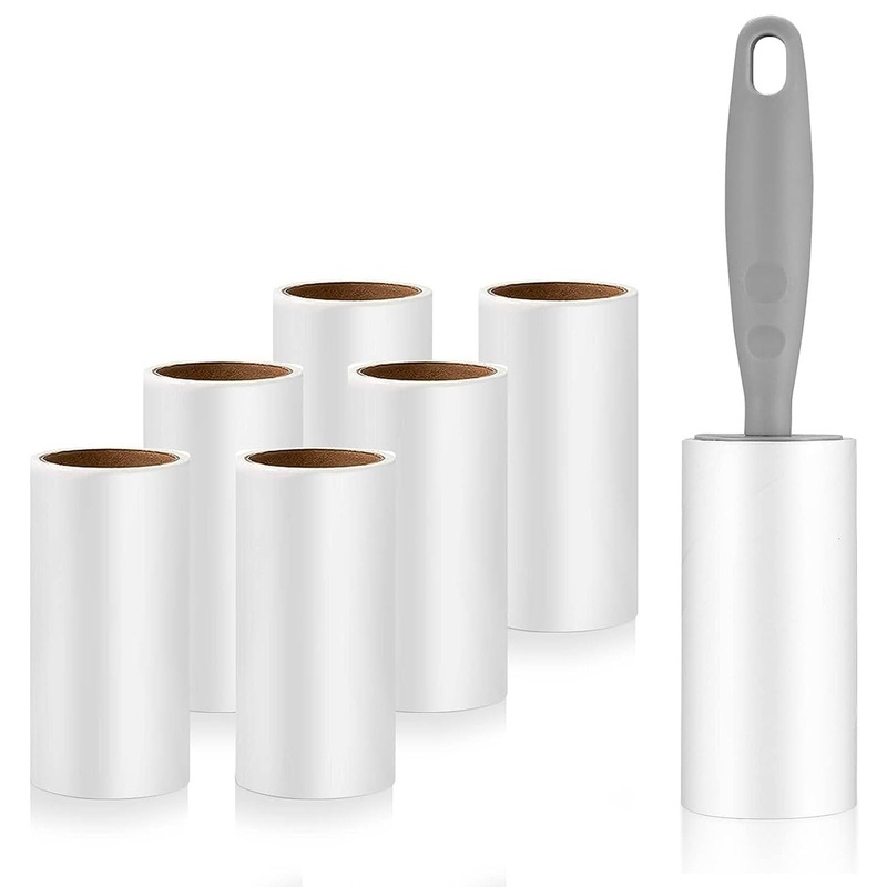 Lint Roller 6 Rolls 60 Sheets/Rolls with 1 Dispenser, Extra Sticky Lint Roller Pet Hair Remover, Removing Hair from Clothes, Brush for Pet Hair Clothes Sofa Bed Pet Hair and Carpet