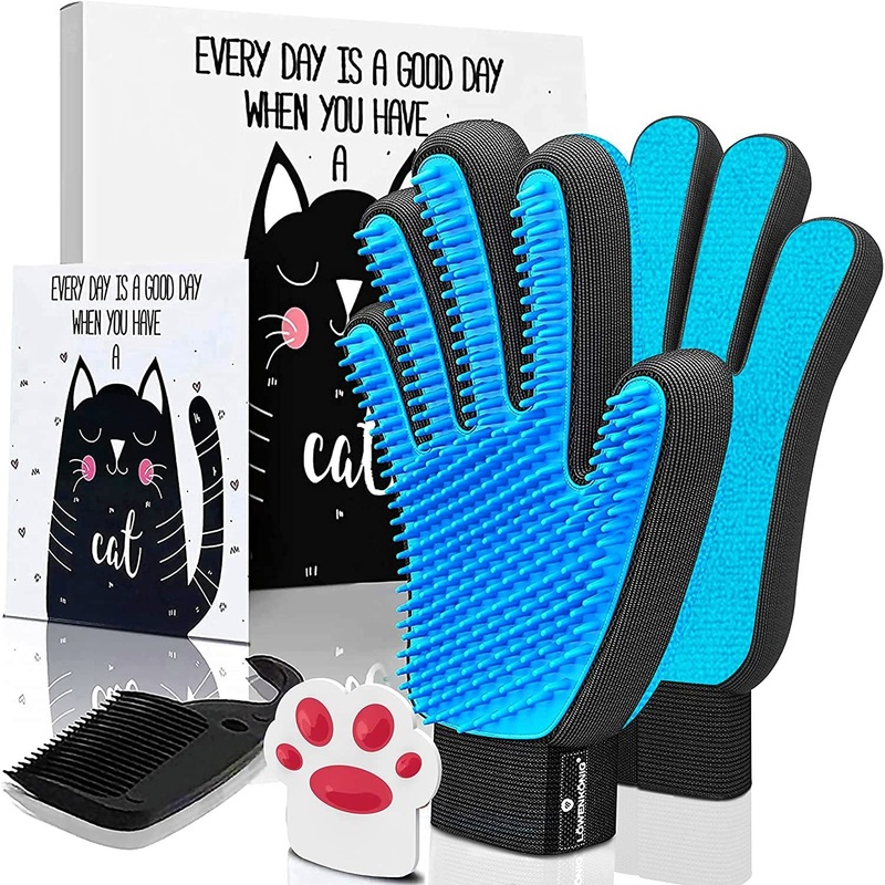 LWENKNIG Taurus 3.0 [Improved grooming glove with extra long soft nubs] for short and long-haired cats and dogs I pet brushing glove I massage brush I cat accessories