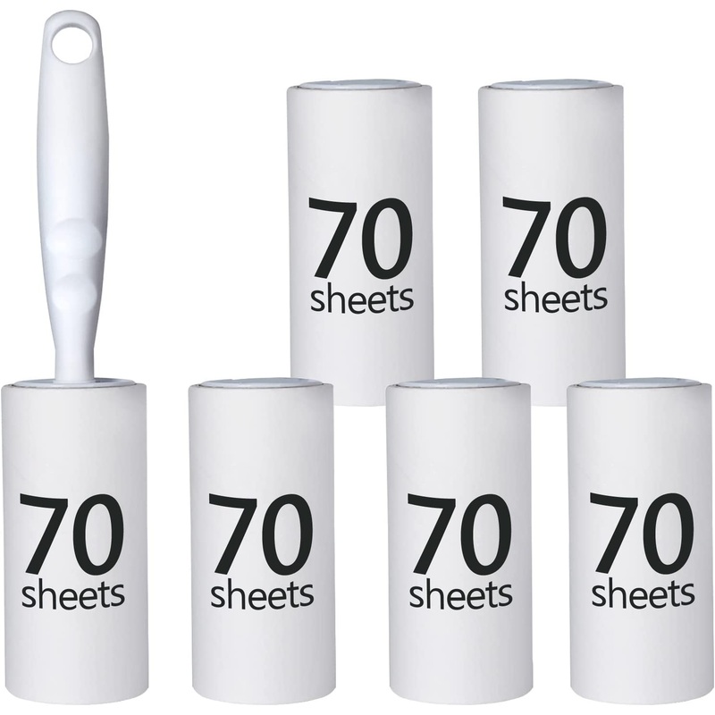MELERIO 420 sheets extra sticky lint roller with 5 replacement rollers for clothes, sofa, bed and carpet – lint roller for animal hair, cat hair, dog hair, dust and lint