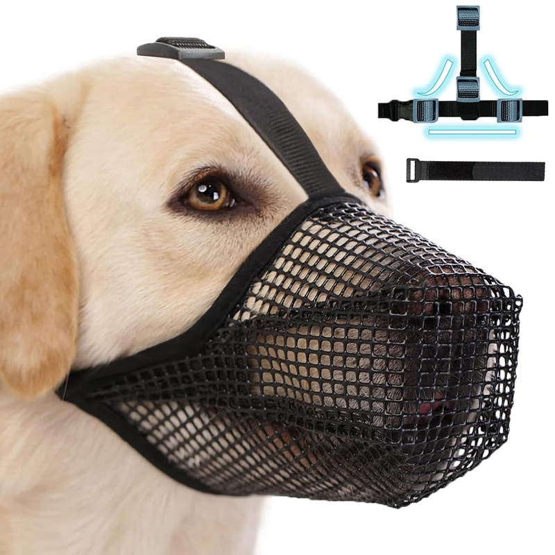 Muzzle for Large Dogs, Muzzle for Medium Dogs with Velcro Fastener, Breathable Pet Mask Dog Training, Muzzle for Small Medium Large Dogs (M) M