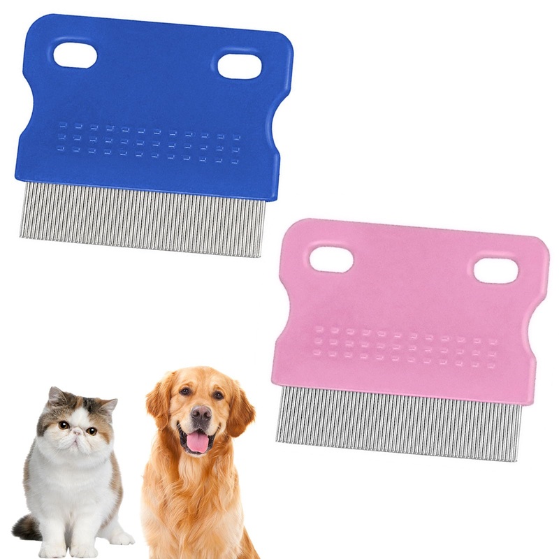 Pack of 2 Cat Dog Flea Comb, Pet Comb Stainless Steel Lice Comb, Pet Grooming Tool, Tear Stain Remover Combs, Hair Removal, Massage, for Removing Dandruff and Hair Stains