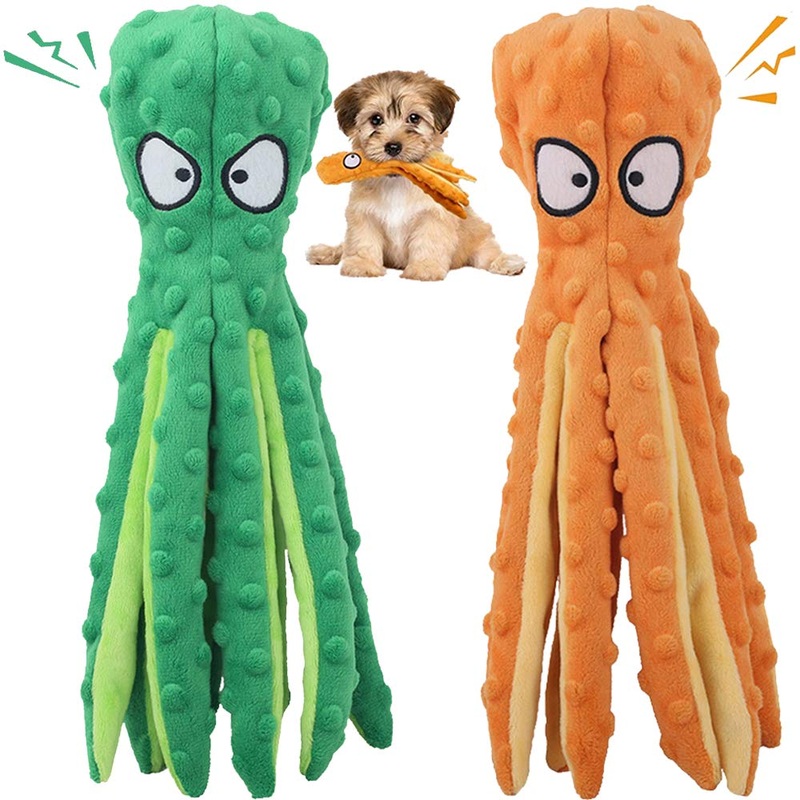 Qanye 2 pieces squeaky toys for dogs, dog toys, plush dog toys, dog toys without filling, for cleaning teeth, suitable for small and medium dogs