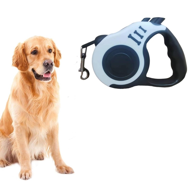 Rolling Leashes for Dogs Non-Slip Soft Rubber Handle Tangle-Free Extendable Dog Leash 5M Long Retractable Dog Leash Pet Lead Automatic Extendable Dog Training Leash for Small-White