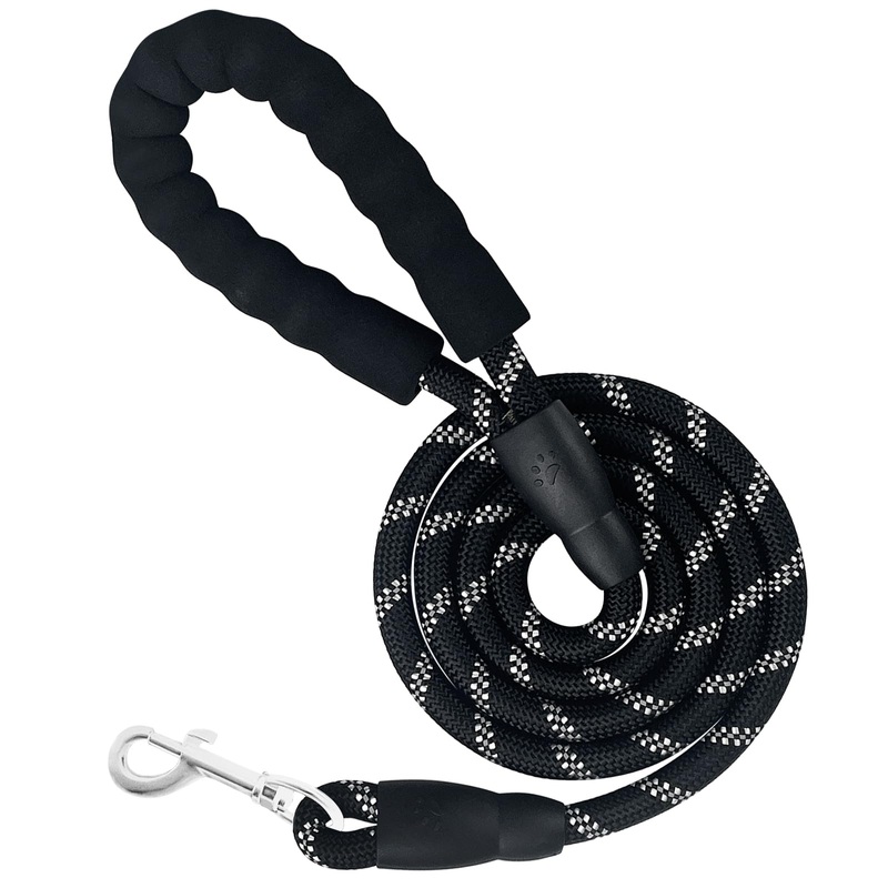 Rseuphiee 1.5M Strong Dog Lead, Tow Lead with Comfortable Padded Handle, Reflective Training Lead for Safety at Night, Running Lead for Dogs for All Size Dogs (Black)