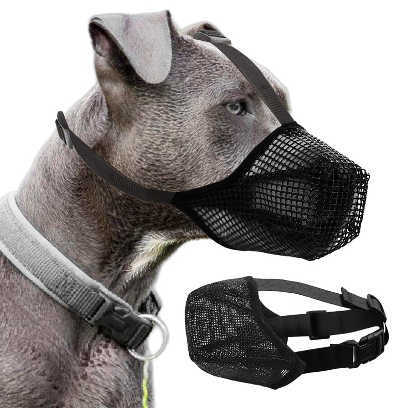 Sporgo Muzzle for Large Dogs: Pack of 2 Muzzles for Medium Dogs, Adjustable Mesh Muzzle, Soft Muzzle for Dogs, Breathable Muzzles for Preventing Biting, Chewing and Barking (L)