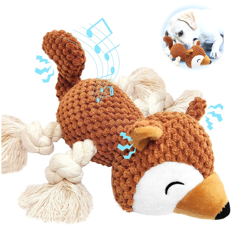 Sqinor Dog Toy Plush Squeaky Interactive Stable Toy for Large Small Dogs and Puppies – Cuddly Toy for Dogs (Squirrels) Squirrels