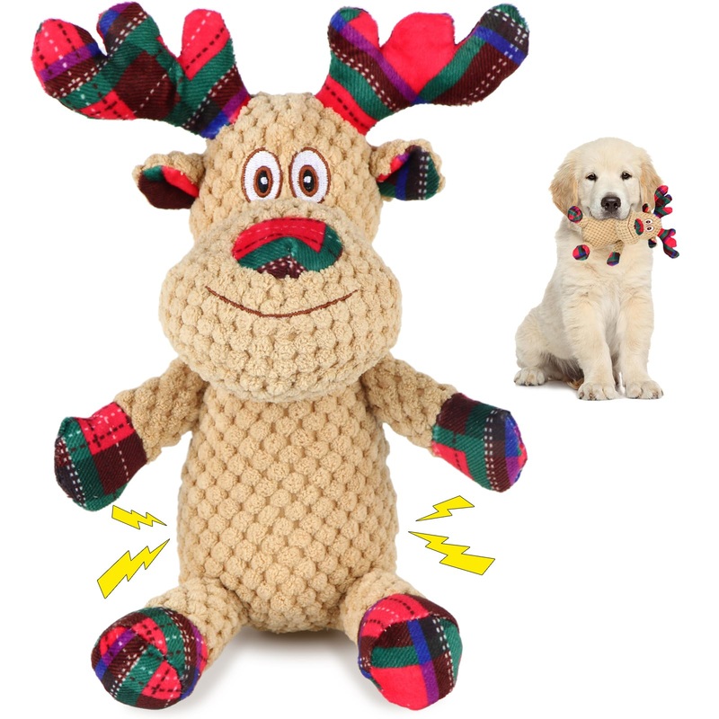 Squeaky dog toys, Christmas gifts, puppy toys, dog chew toys, interactive dog toys, plush dog toys, dog toys for puppies, small, medium sized dogs. Deer-1
