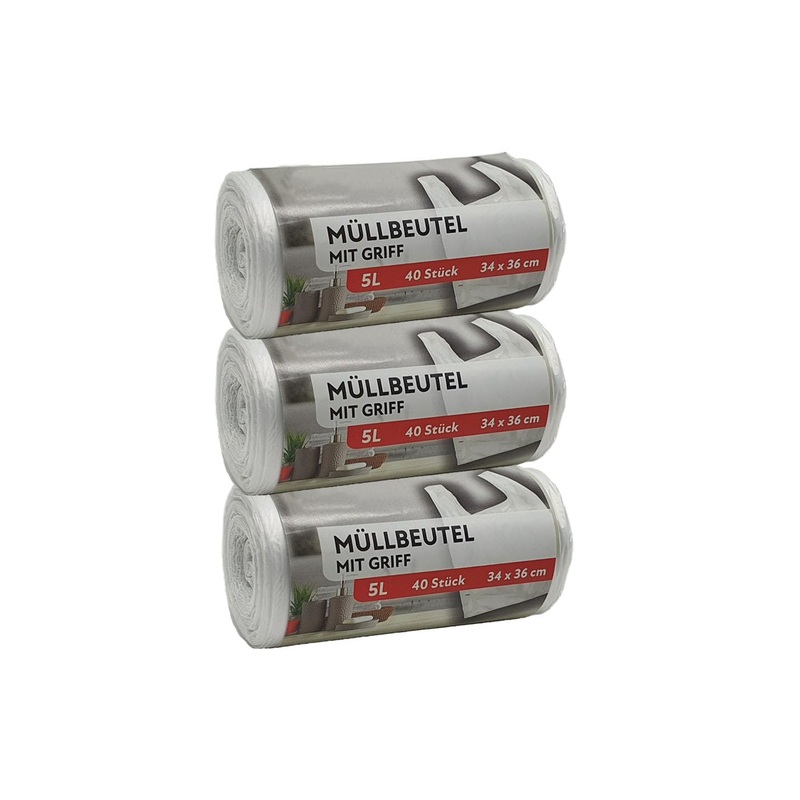 Trash bags premium edition – Particularly tear-resistant and waterproof – With practical carrying handle for easy disposal and clean waste separation (5 liters – 3 rolls) 5 liters – 3 rolls