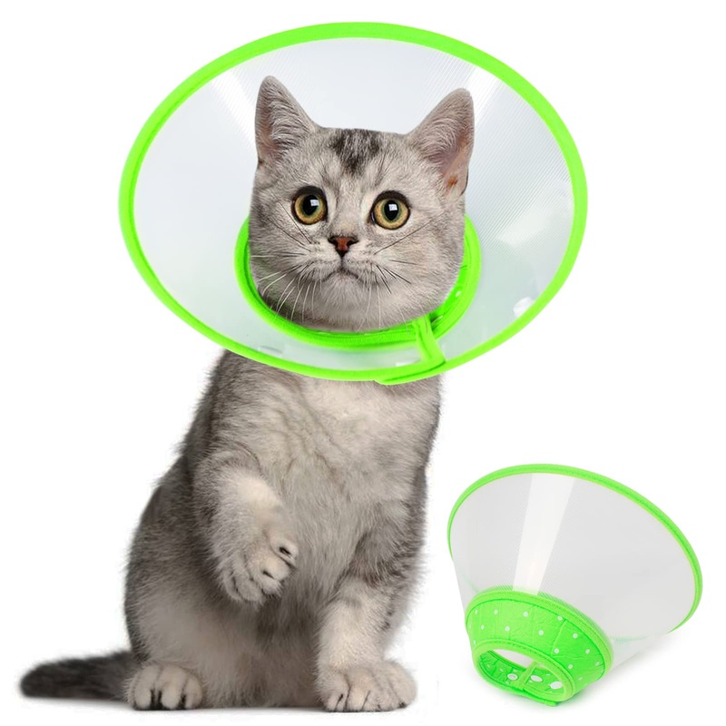 Vividifying Pet Neck Brace, Adjustable from 11.9-14.4 cm Lightweight Protective Collar for Puppies, Small Dogs and Cats (Green-S) Green-S