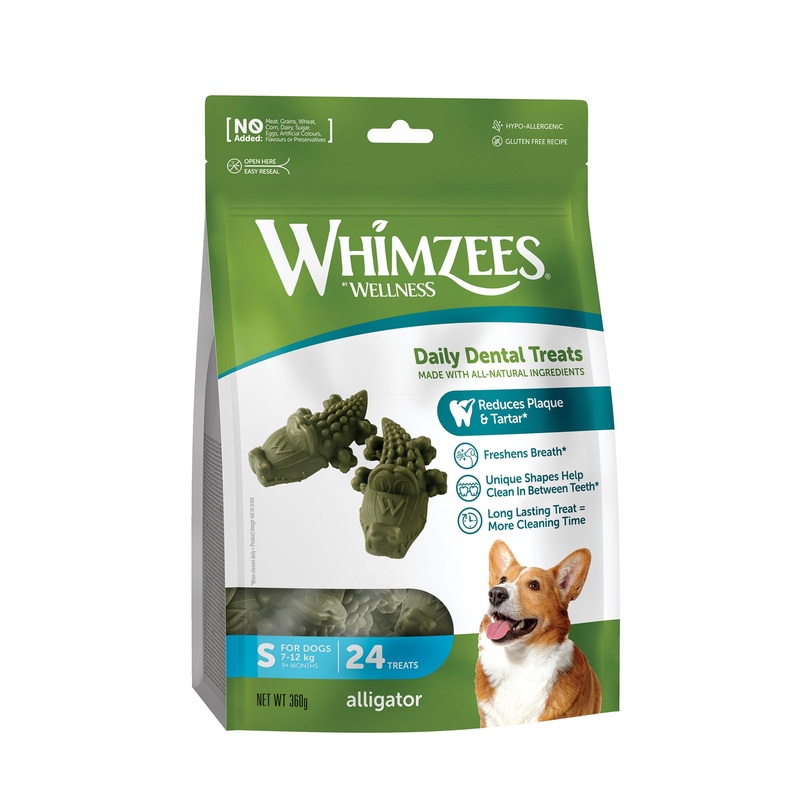 WHIMZEES By Wellness Crocodile Natural Grain-Free Dental Care Snacks Chew Sticks for Small Dogs, Pack of 24, Size S 24 Pieces (Pack of 1) Single Bag