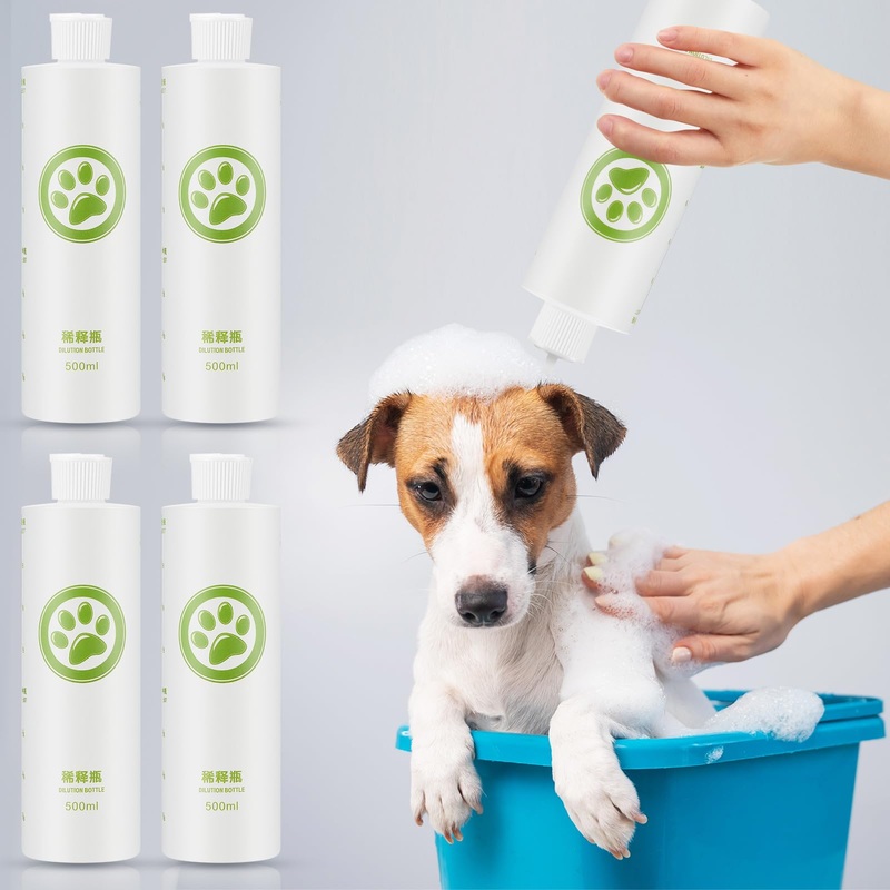 8 Pack 16 oz Pet Shampoo Dilution Bottles Specialties Mixing Bottle with Caps for Dog Shampoo Easy to See Measurements for Professional Dog Grooming Shampoo Conditioner Lotion 8