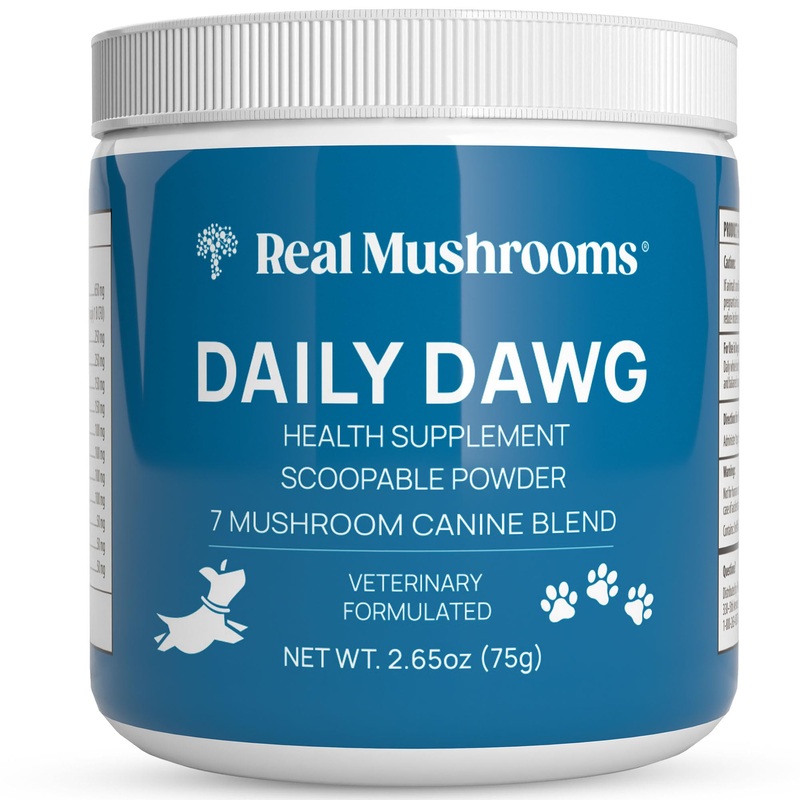 Daily Dawg Mushroom Extract Powder Support – 265 oz Bulk Supplement Dog Vitamins with Real Mushrooms Lions Mane, Cordyceps Mushroom, Turkey Tail, Reishi Shiitake