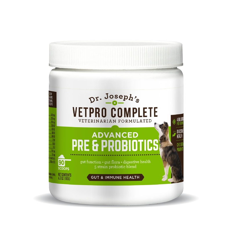 Dr. Joseph’s VetPro Complete Advanced Powdered Pre & Probiotics for Dogs, 90 Scoops, Supports Gut Health, Diarrhea, Digestive Health & Seasonal Allergies, Chicken/Pumpkin Flavor, Add to Food