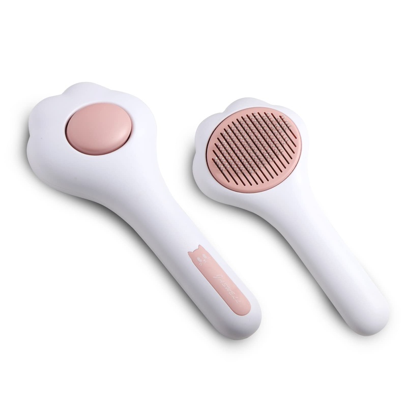 JASWELL Cat Brush for Shedding and Grooming, Self-Cleaning Slicker Brush for Cats Dogs Massage Removes Loose Underfur, Mats and Tangled Hair Grooming Comb Pink