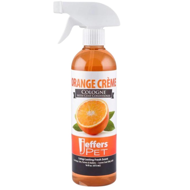 Jeffers Pet Cologne for Dogs, Cats, Rabbits & Ferrets, Orange Creme 16oz  Soap-Free, Conditioner for Silky Coats, Safe & Fresh Fragrance, Deodorizing Spray for Pets, Grooming Essentials