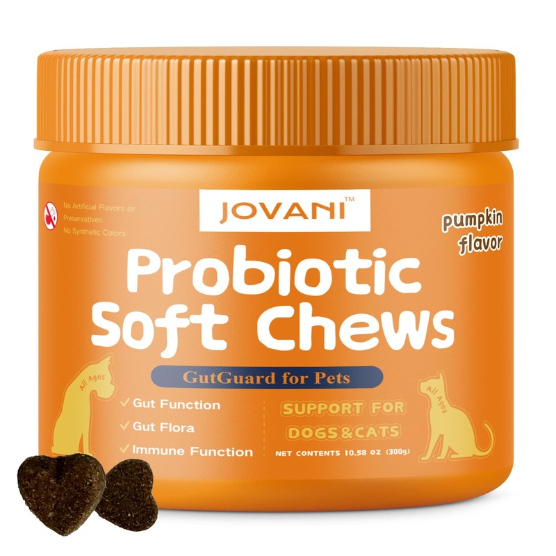 jovani Probiotic Soft Chews for Dogs, Digestive Enzymes for Gut Flora, Digestive Health, Diarrhea & Bowel & Immune System Support – Pumpkin Flavor – Contains 200 Soft Chews